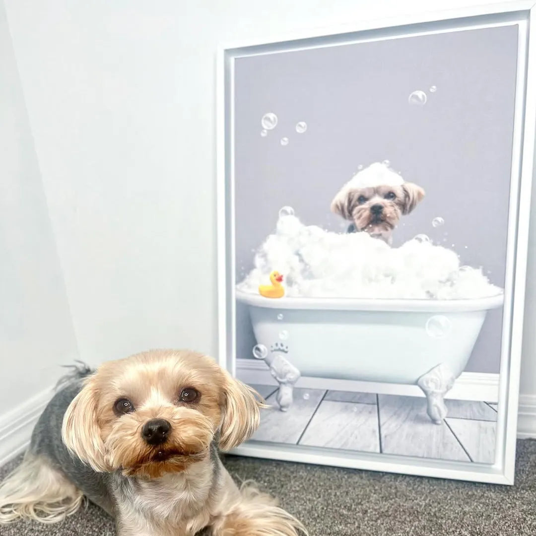 Bath Tub Pet Portrait (One Pet) - Custom Pet Art