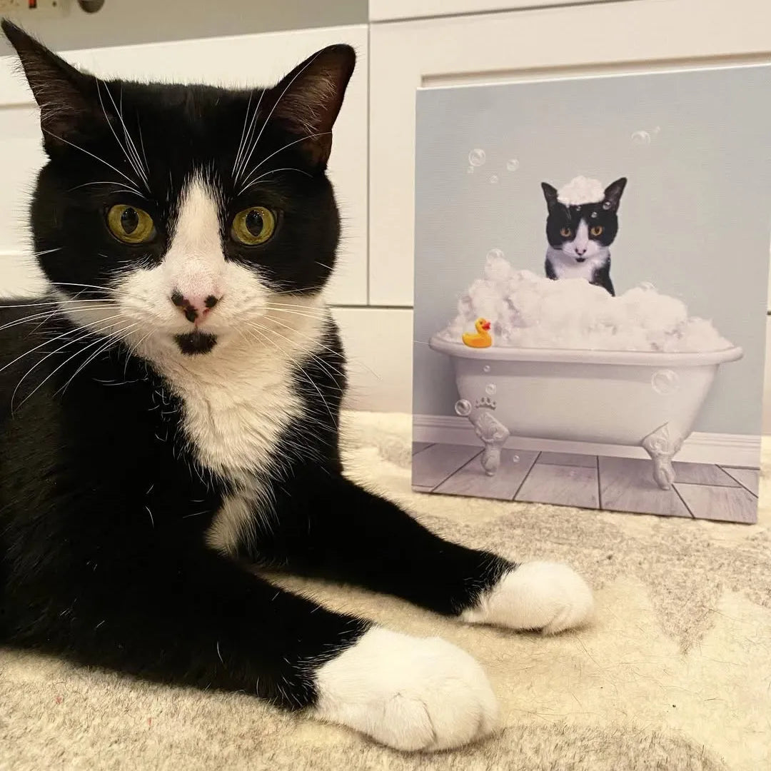 Bath Tub Pet Portrait (One Pet) - Custom Pet Art