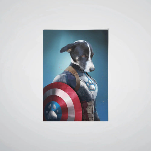 Crown and Paw - Poster Captain Pawmerica - Custom Pet Poster