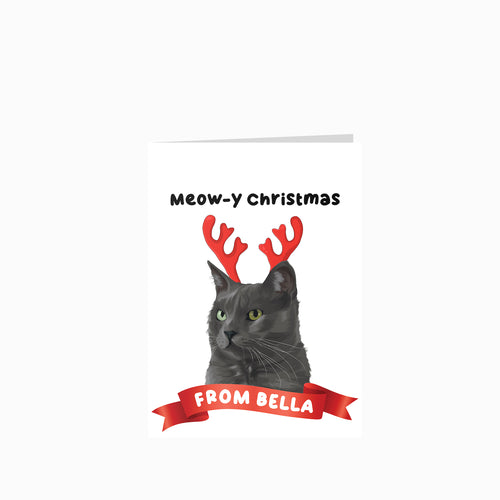 Meowy Christmas Cat Greetings Cards - Custom Pet Christmas Cards