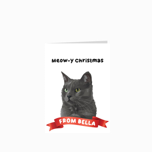 Meowy Christmas Cat Greetings Cards - Custom Pet Christmas Cards