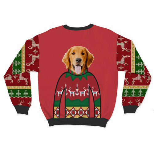 Crown and Paw - Custom Clothing Premium Christmas Sweatshirt Christmas Red / Reindeer and Trees / S