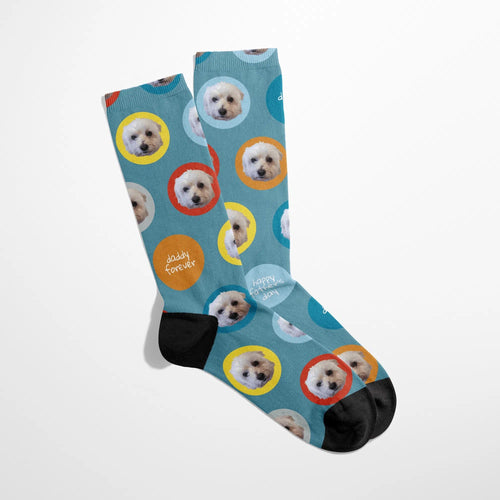 Crown and Paw - Socks Custom Pet Face Dog Dad Socks Dog Dad Circles / S