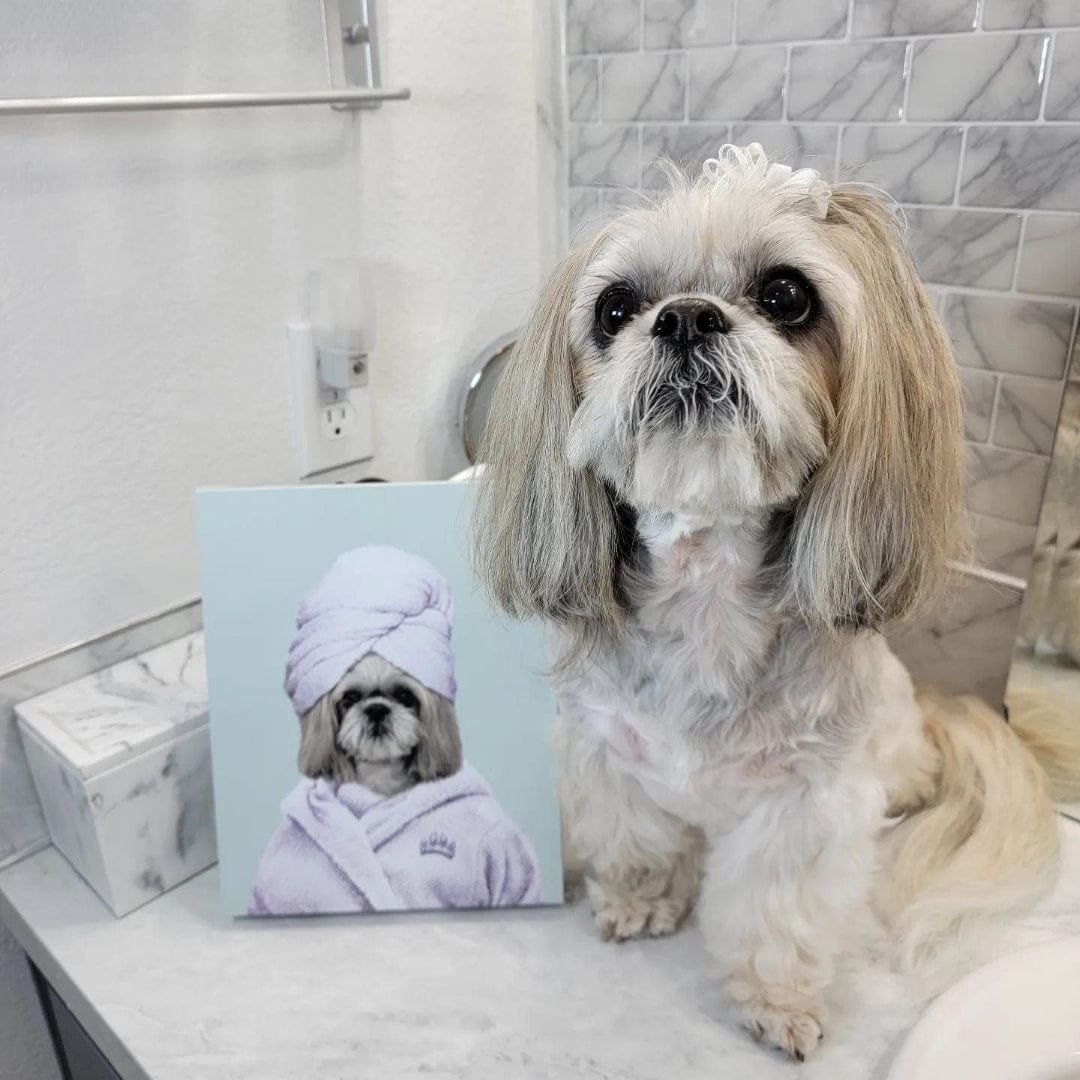 Crown and Paw - Canvas Spa Day Pet Portrait - Custom Pet Art