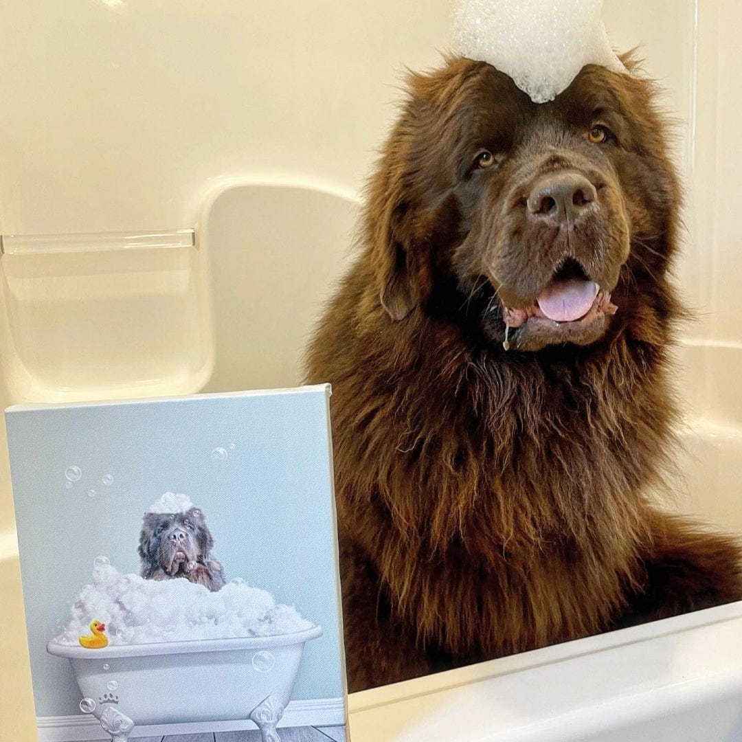 Crown and Paw - Canvas Bath Tub Pet Portrait (One Pet) - Custom Pet Art