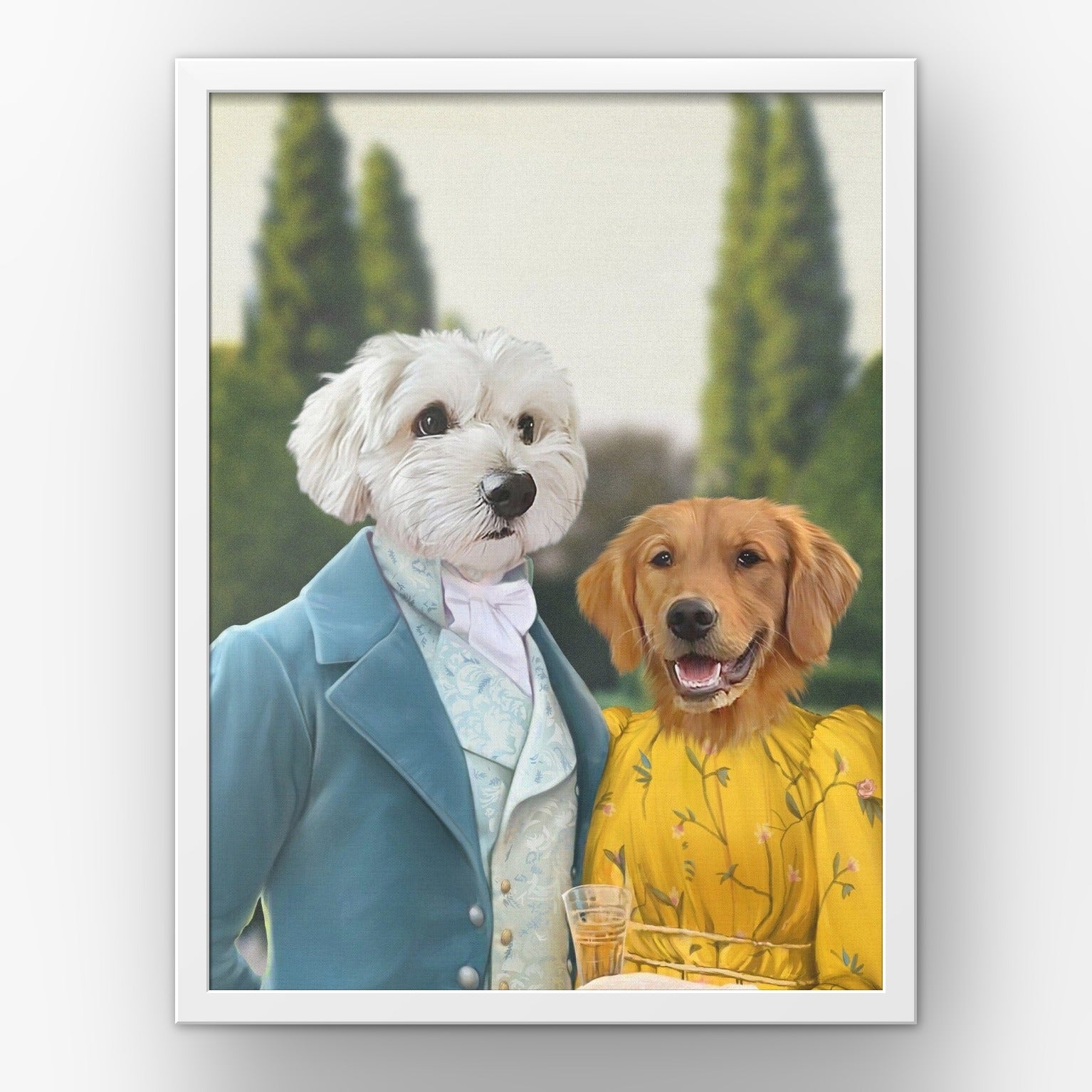 Colin and Marina custom pet poster in a white frame