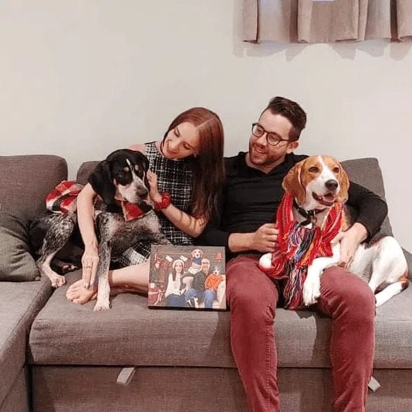 The Family Christmas (Three Pets) - Custom Pet Canvas