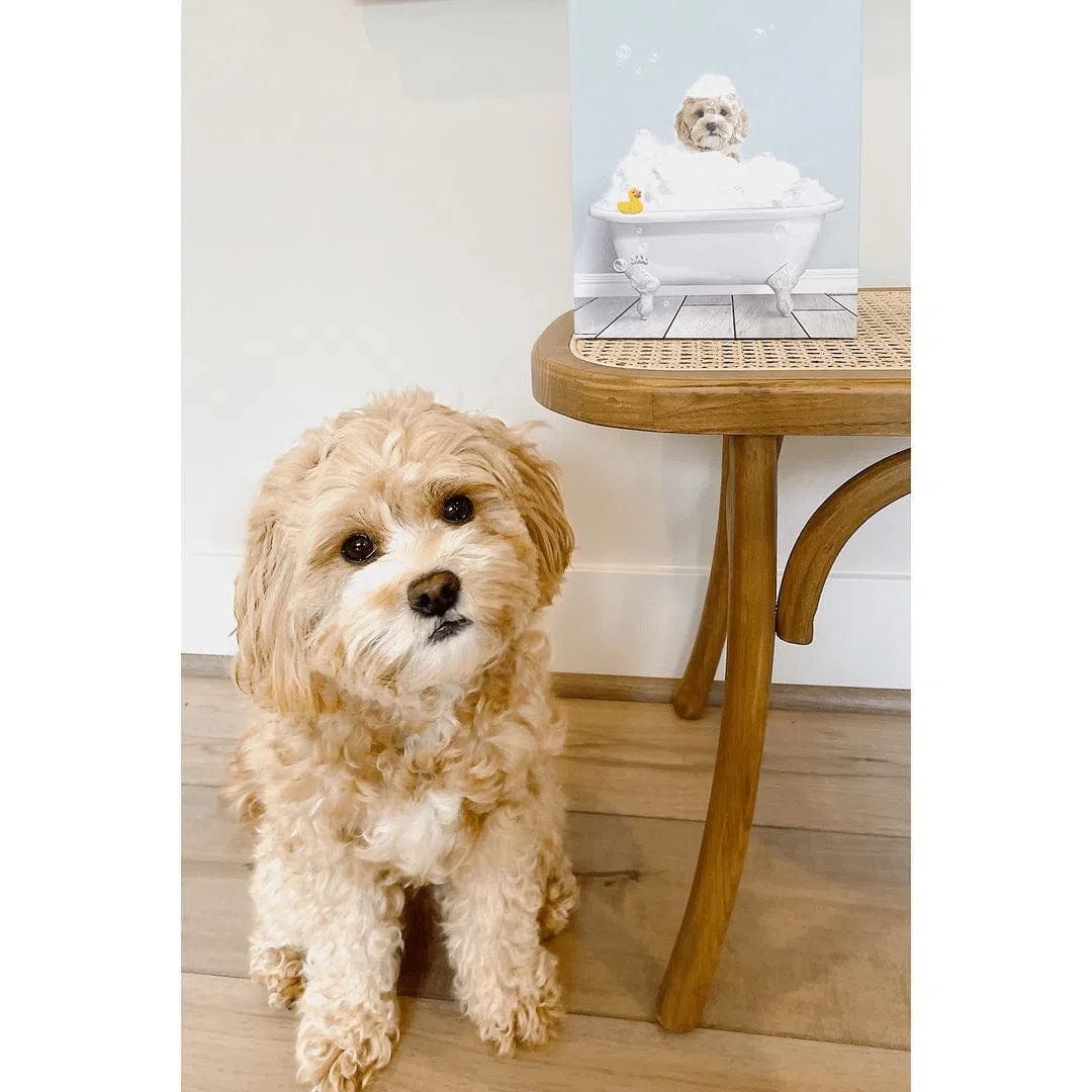 Crown and Paw - Canvas Bath Tub Pet Portrait (One Pet) - Custom Pet Art