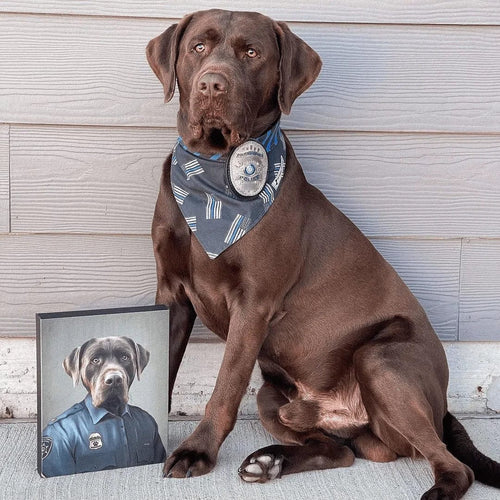 Crown and Paw - Canvas Police Officer (Male) - Custom Pet Canvas