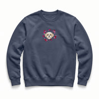 Custom Embroidered Pet Face Hearts Organic Sweatshirt