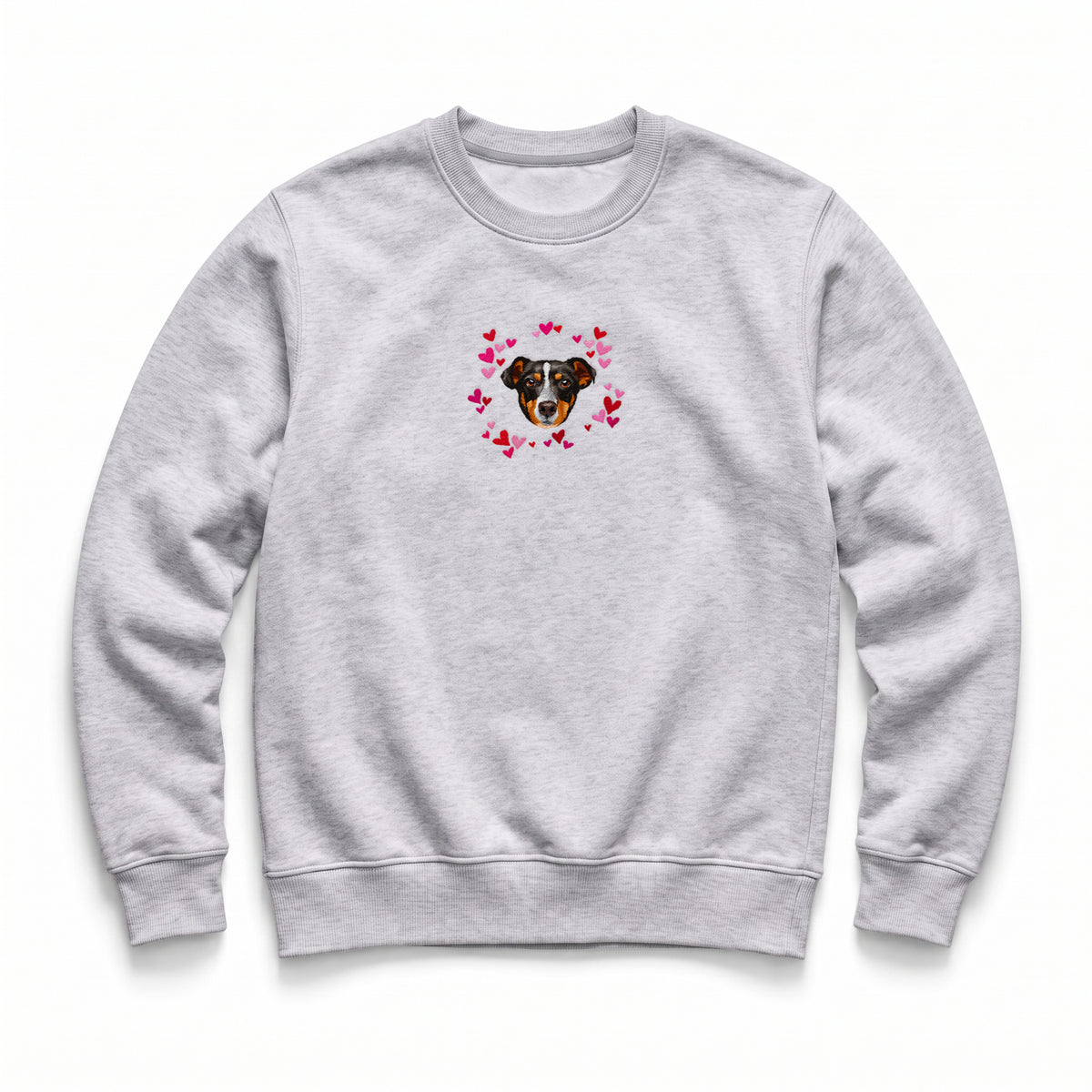 Custom Embroidered Pet Face Hearts Organic Sweatshirt