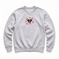 Custom Embroidered Pet Face Hearts Organic Sweatshirt