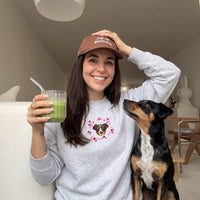 Custom Embroidered Pet Face Hearts Organic Sweatshirt