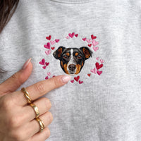 Custom Embroidered Pet Face Hearts Organic Sweatshirt