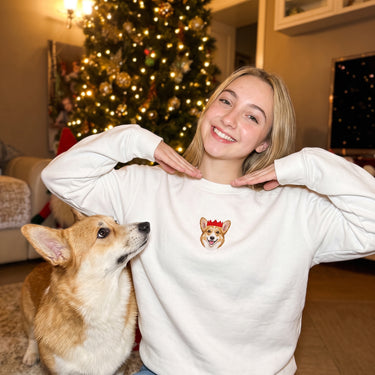 Custom Embroidered Pet Face Organic Christmas Jumper