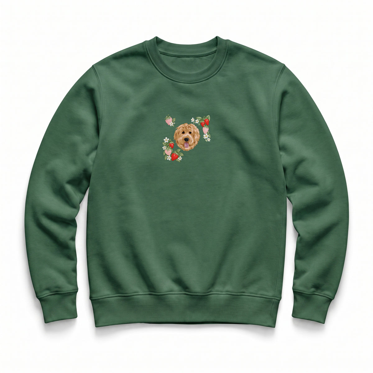 Custom Embroidered Pet Face Organic Strawberry Sweatshirt