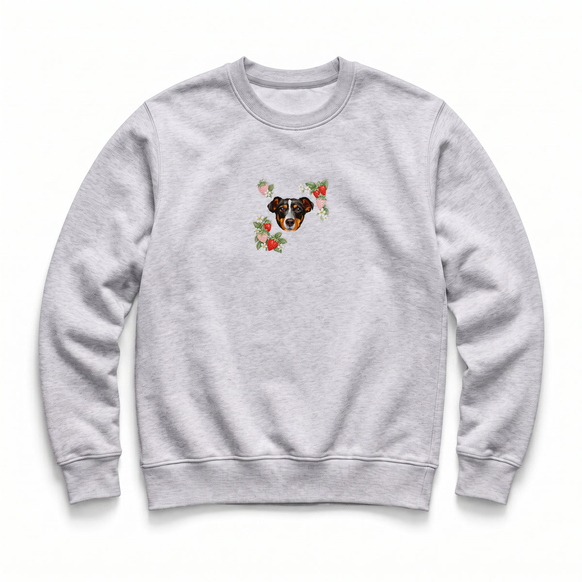 Custom Embroidered Pet Face Organic Strawberry Sweatshirt