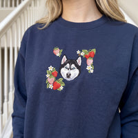 Custom Embroidered Pet Face Organic Strawberry Sweatshirt