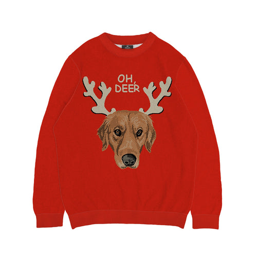 Oh Deer Pet Face Sweater - Custom Christmas Knitwear