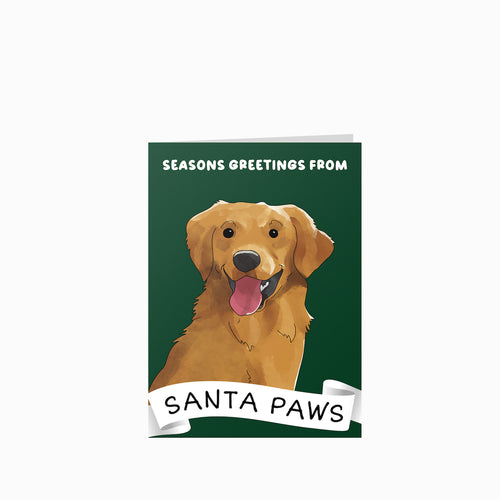 Santa Paws Watercolor Pet Christmas Cards - Custom Greetings Cards