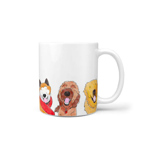 Crown and Paw - Mug Custom Watercolor Pet Portrait Mug - Three Pets 11oz / Without Name