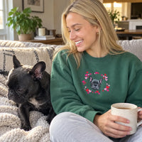 Custom Embroidered Pet Face Hearts Organic Sweatshirt