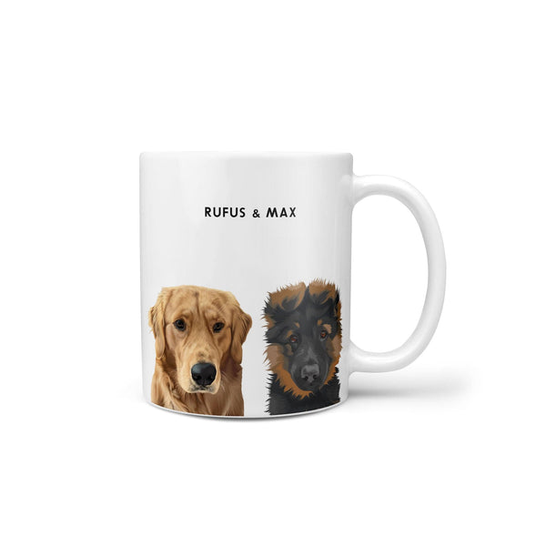 Custom Modern Pet Portrait Mug - Two Pets