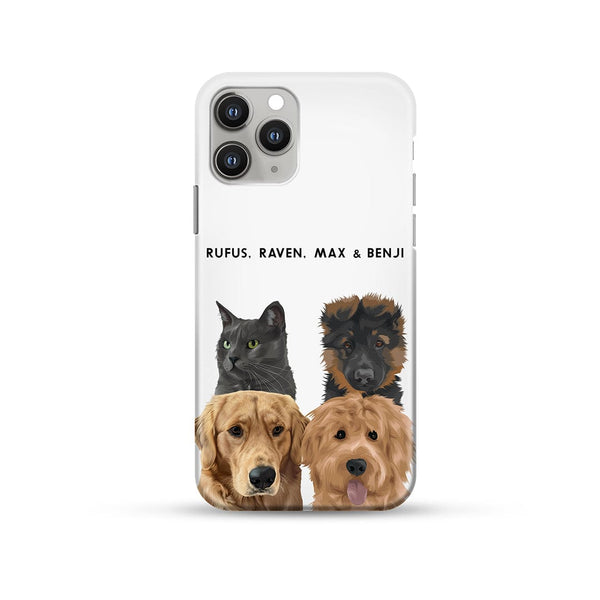 Modern Pet Portrait Phone Case - Four Pets