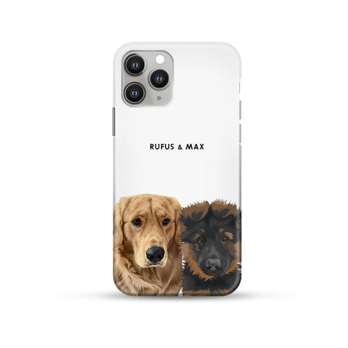 Crown and Paw - Phone Case Modern Pet Portrait Phone Case - Two Pets iPhone 14 / With Name