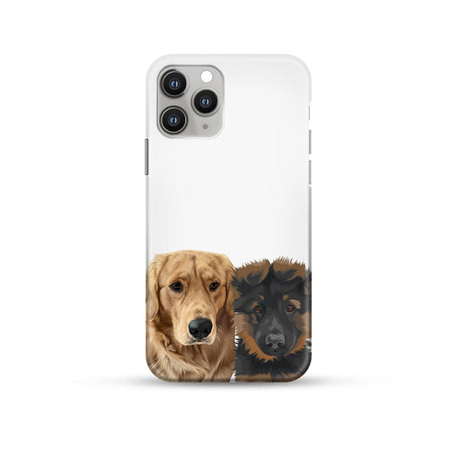 Crown and Paw - Phone Case Modern Pet Portrait Phone Case - Two Pets iPhone 14 / Without Name