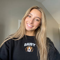 Custom Pet Face Embroidered College Sweatshirt