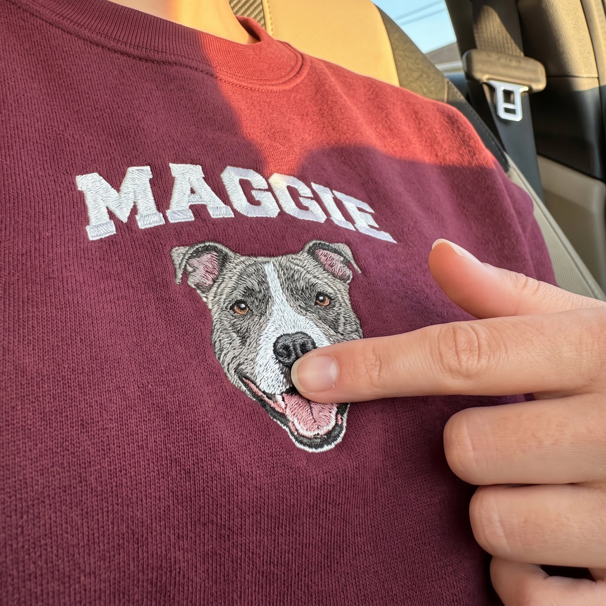 Custom Pet Face Embroidered College Sweatshirt