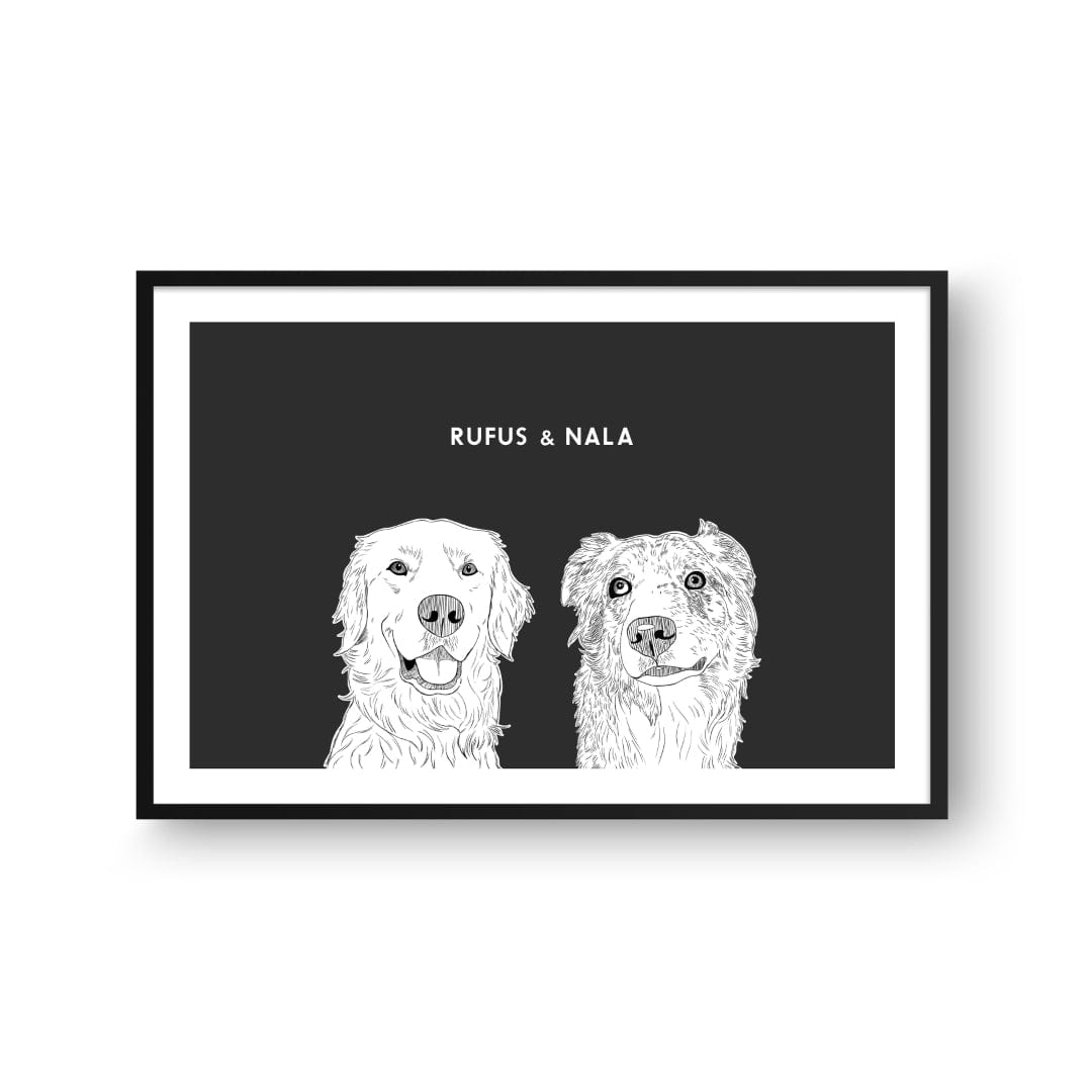 Illustrated Pet Portrait - Two Pets