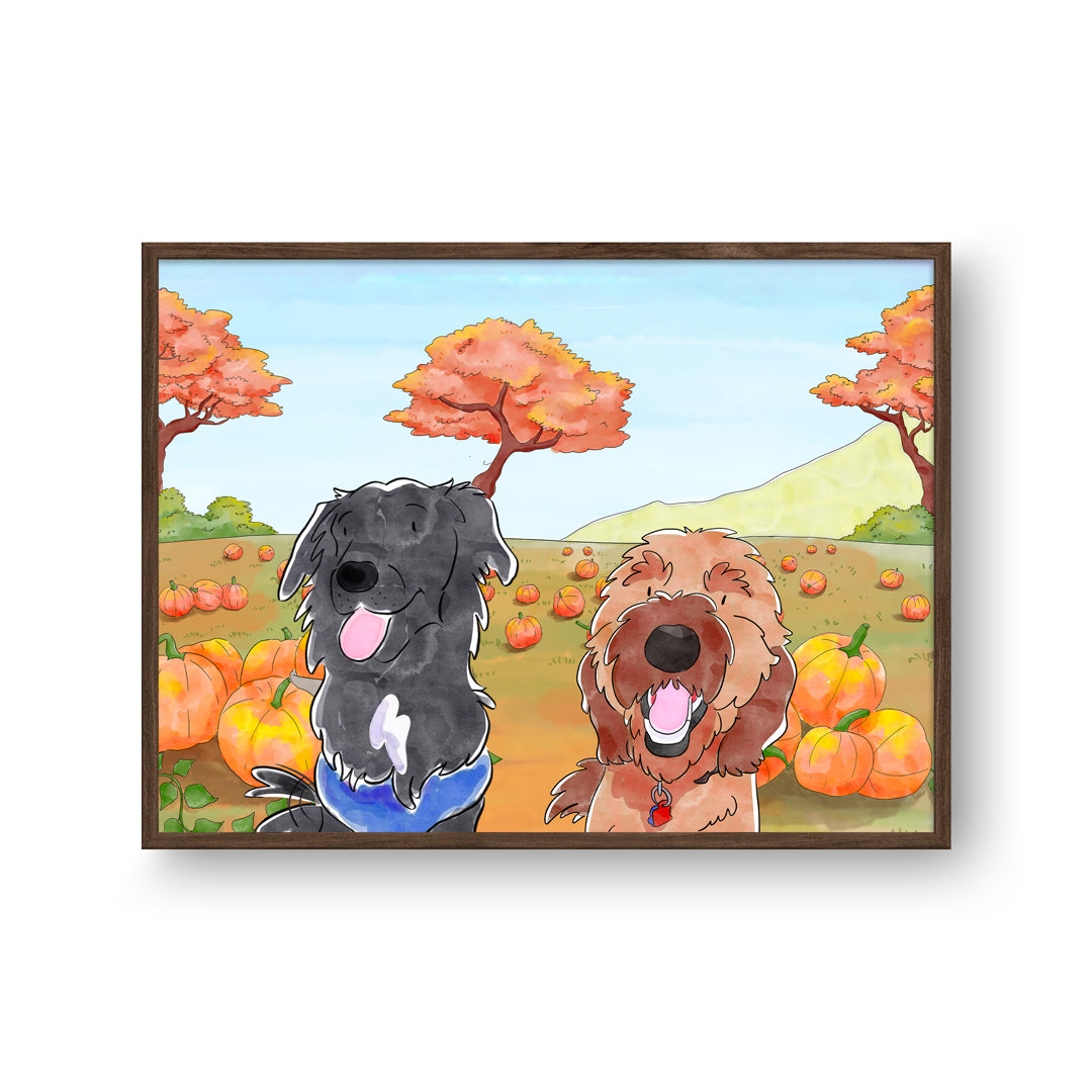 Watercolor Pet Portrait - Two Pets, Framed Poster