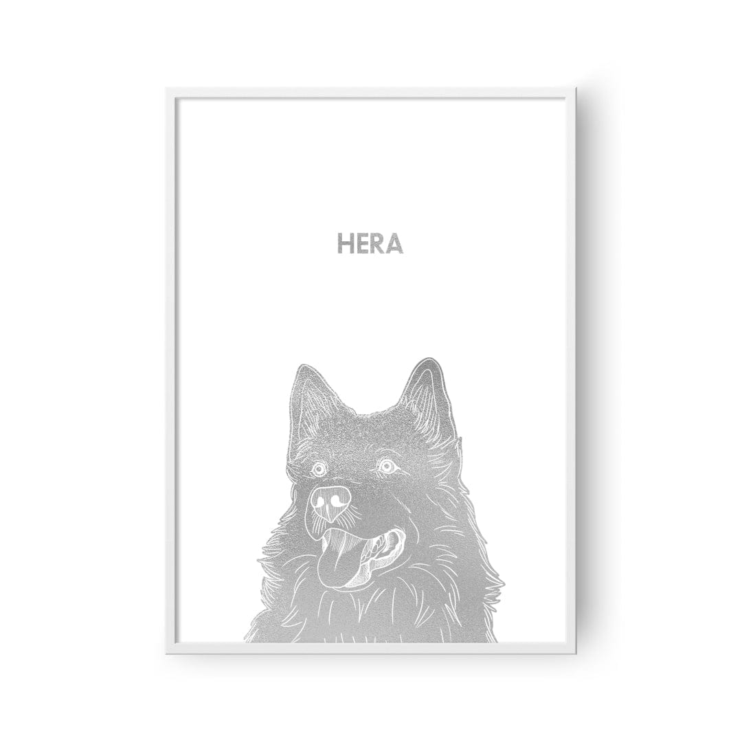 Custom Metal Foil Illustrated Pet Portrait Crown and Paw Crown & Paw