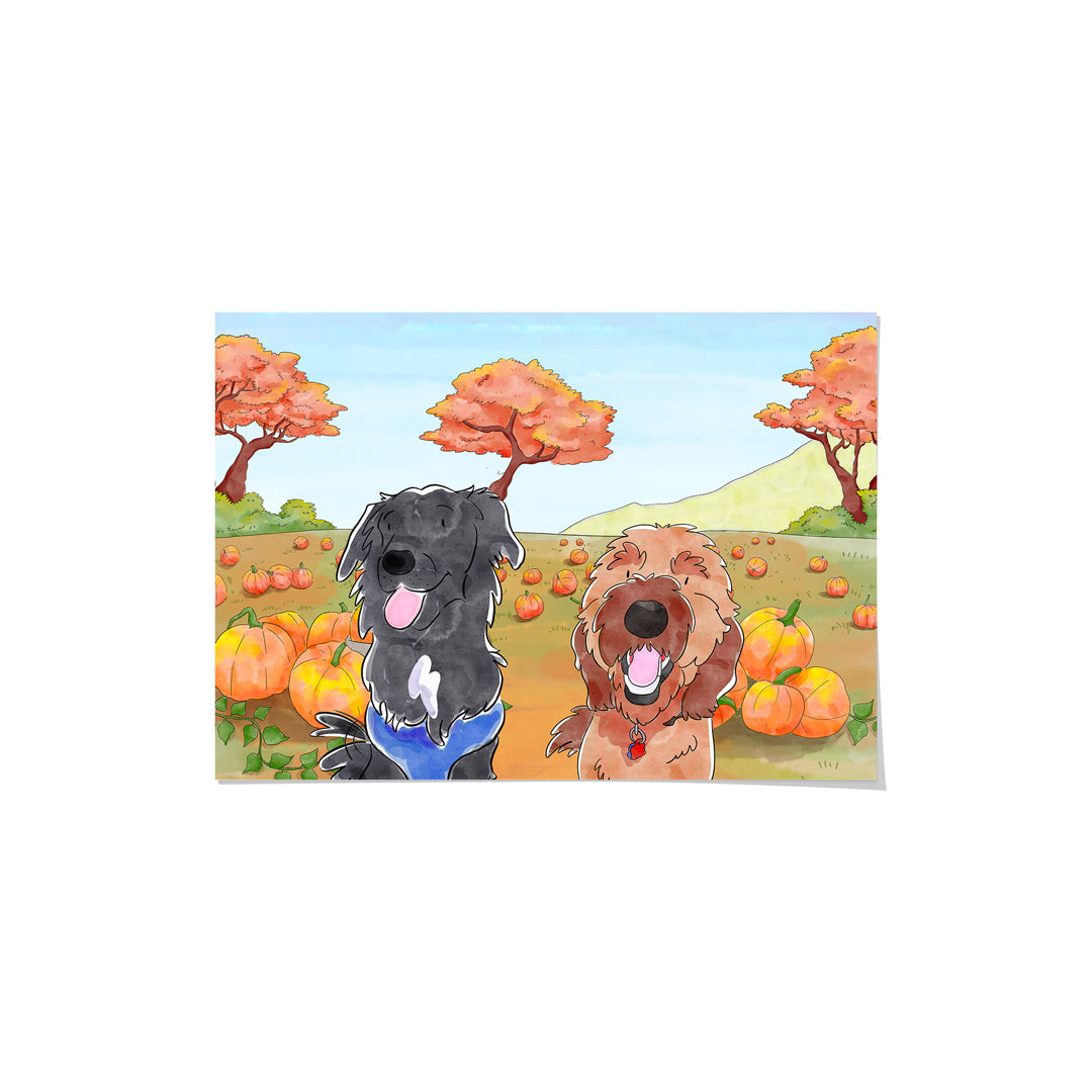 Watercolor Pet Portrait - Two Pets, Framed Poster