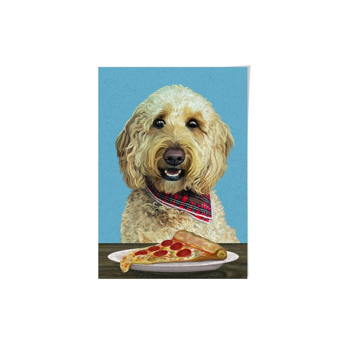 Crown and Paw - Framed Poster Custom Pet with Pizza Portrait - Framed Poster
