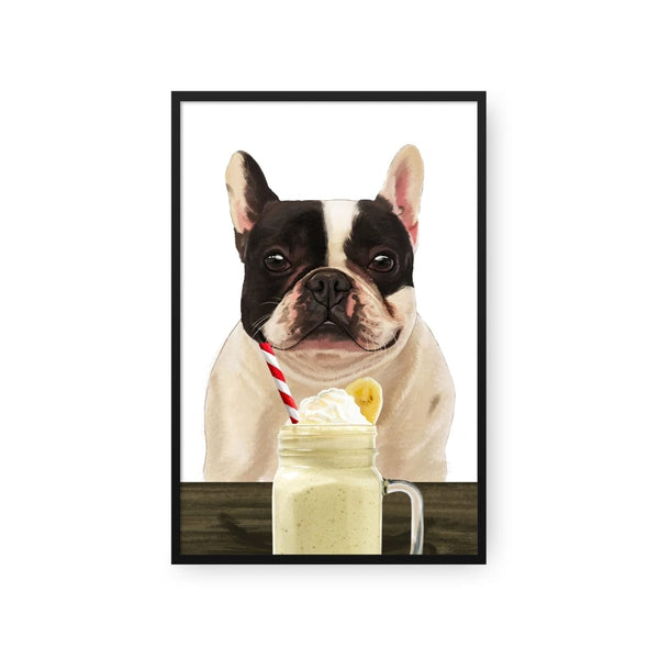 Custom Pet with Banana Shake Portrait - Framed Poster