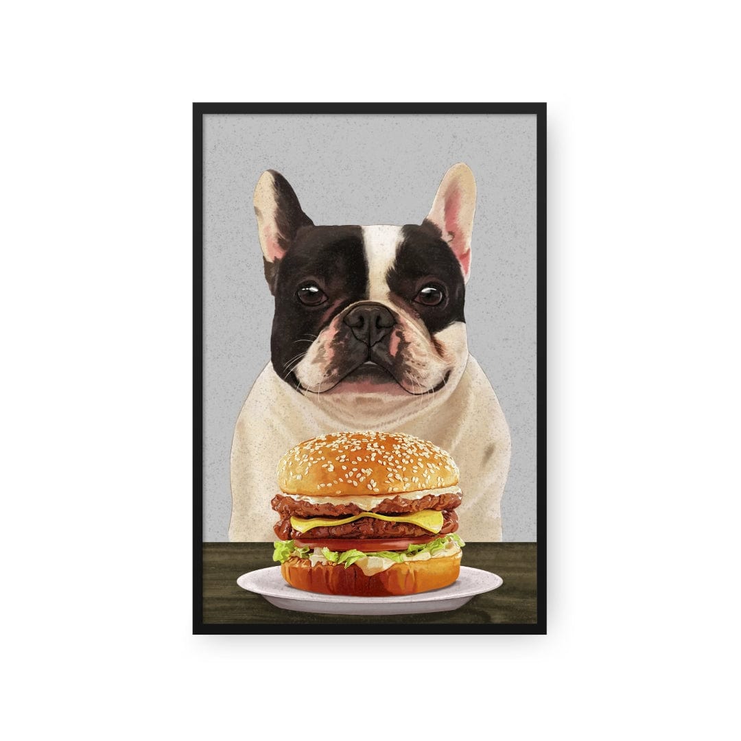 Custom Pet with Burger Portrait - Framed Poster