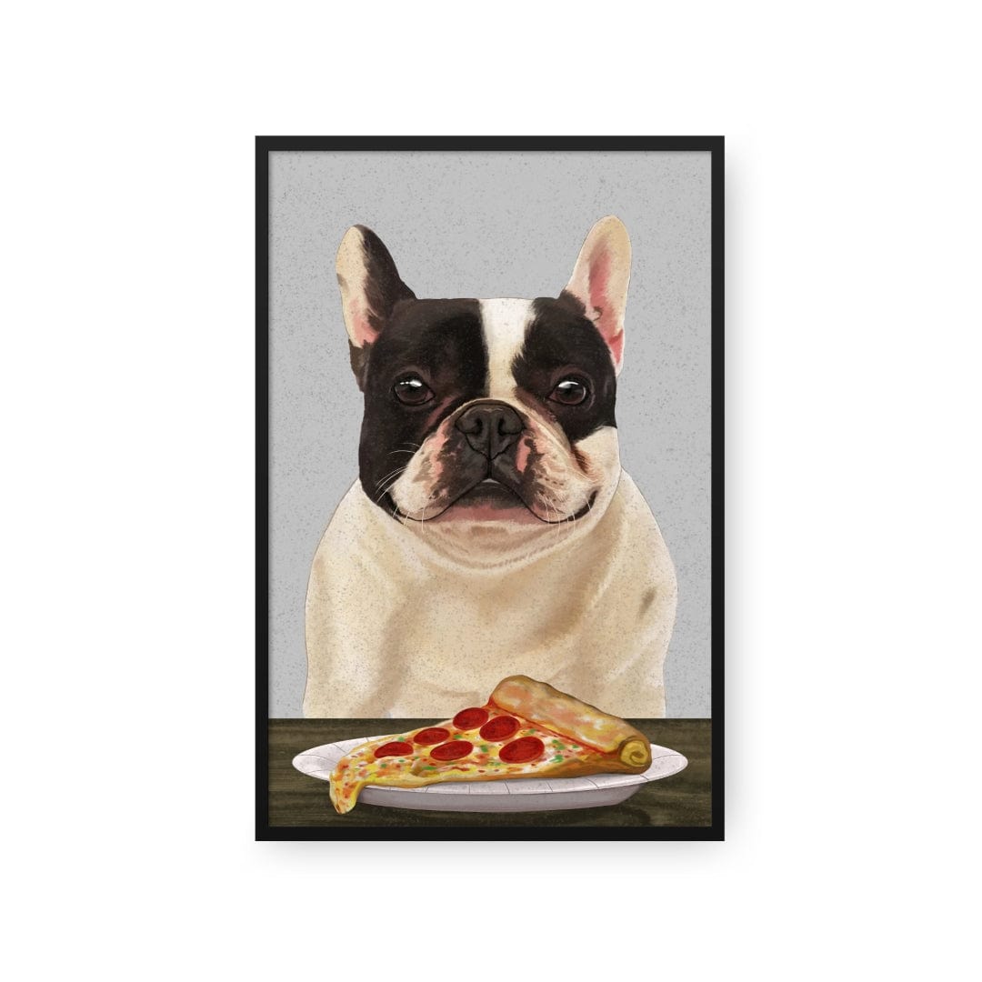 Custom Pet with Pizza Portrait - Framed Poster