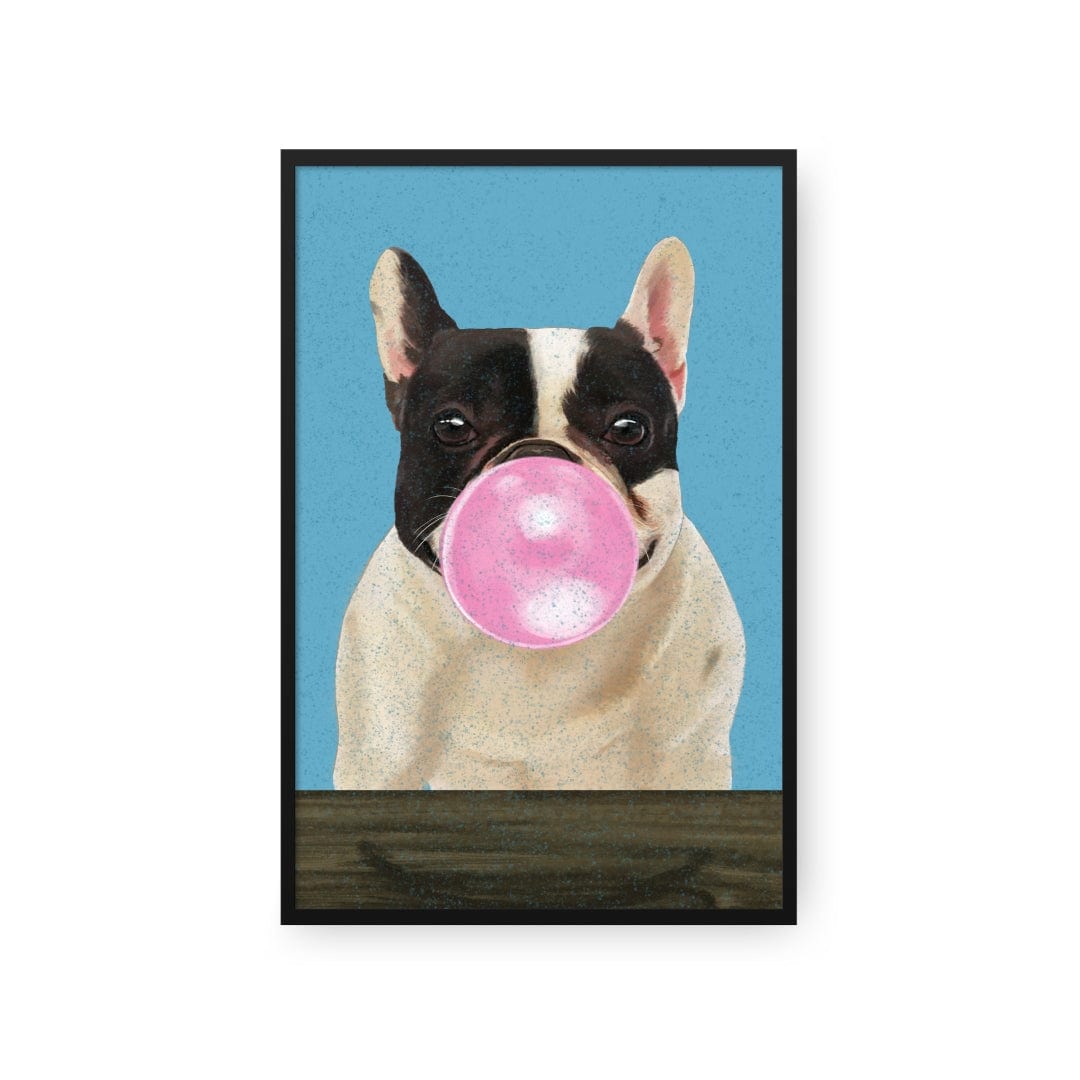 Custom Pet with Bubblegum Portrait - Framed Poster