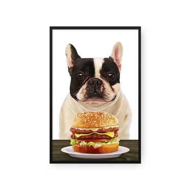 Custom Pet with Burger Portrait - Framed Poster