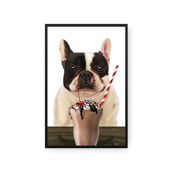 Custom Pet with Chocolate Shake Portrait - Framed Poster