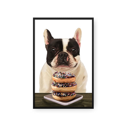 Crown and Paw - Framed Poster Custom Pet with Donuts Portrait - Framed Poster