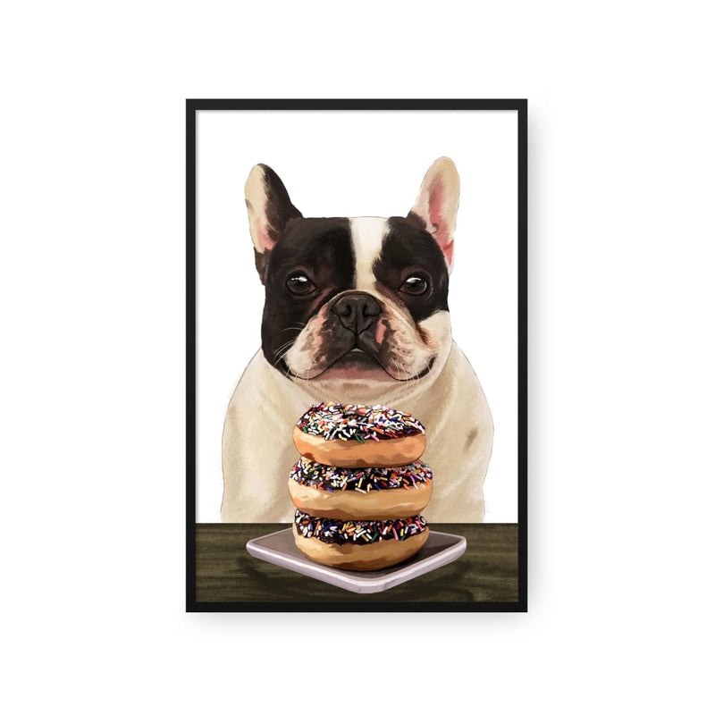 Custom Pet with Donuts Portrait - Framed Poster