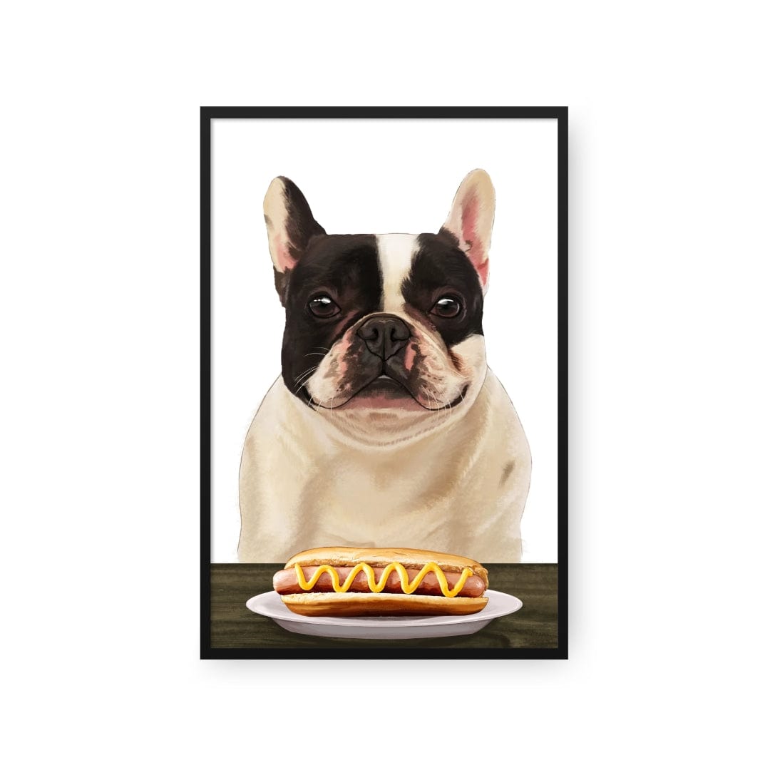 Custom Pet with Hot Dog Portrait - Framed Poster