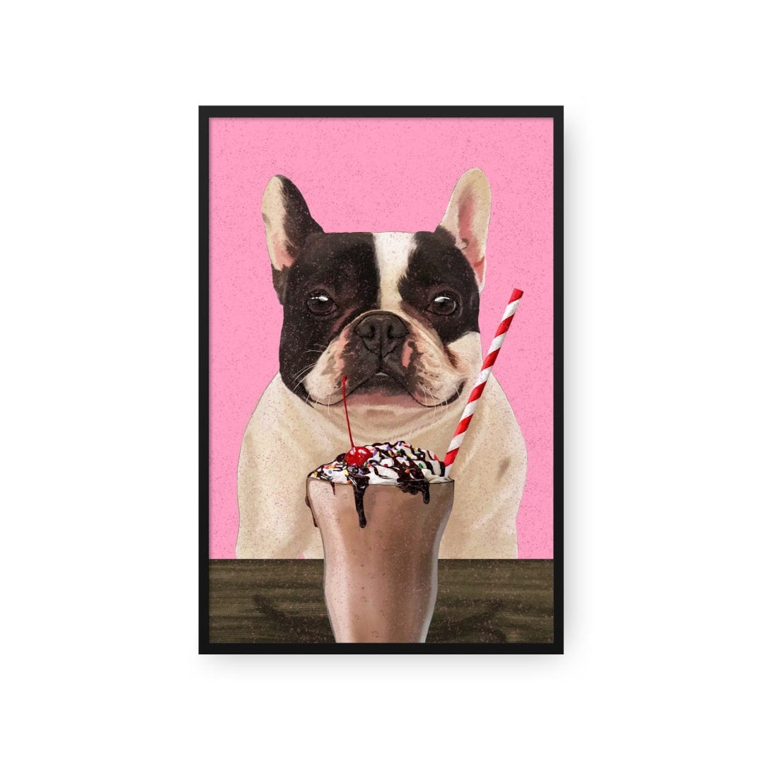 Custom Pet with Chocolate Shake Portrait - Framed Poster