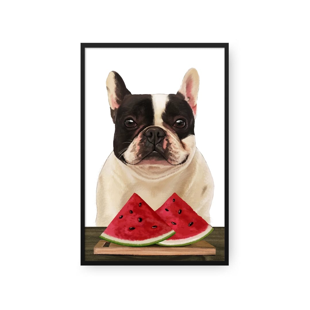 Custom Pet with Watermelon Portrait - Framed Poster