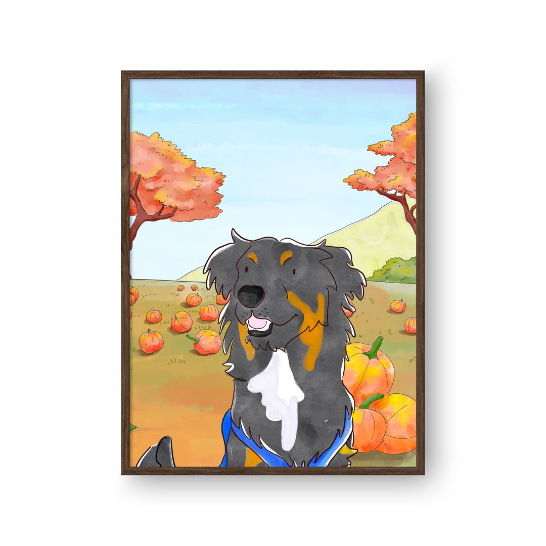 Watercolor Pet Portrait - One Pet, Framed Poster