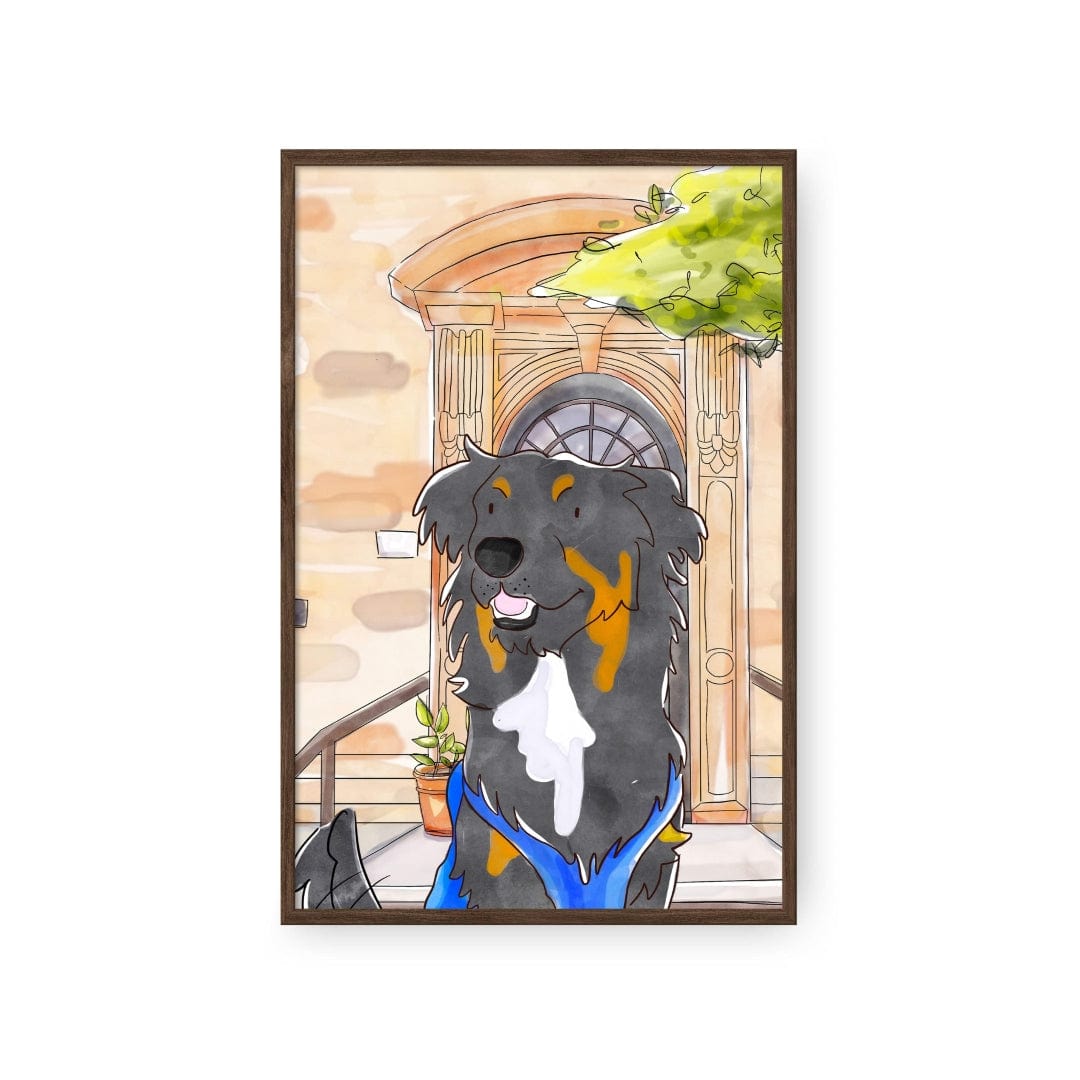 Crown and Paw - Framed Poster Watercolor Pet Portrait - One Pet, Framed Poster